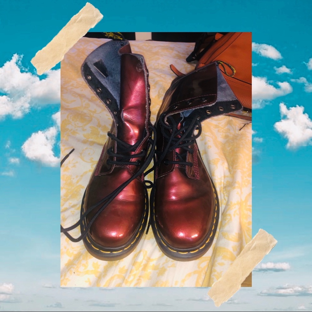 Dr Martens Burgundy patent leather boot